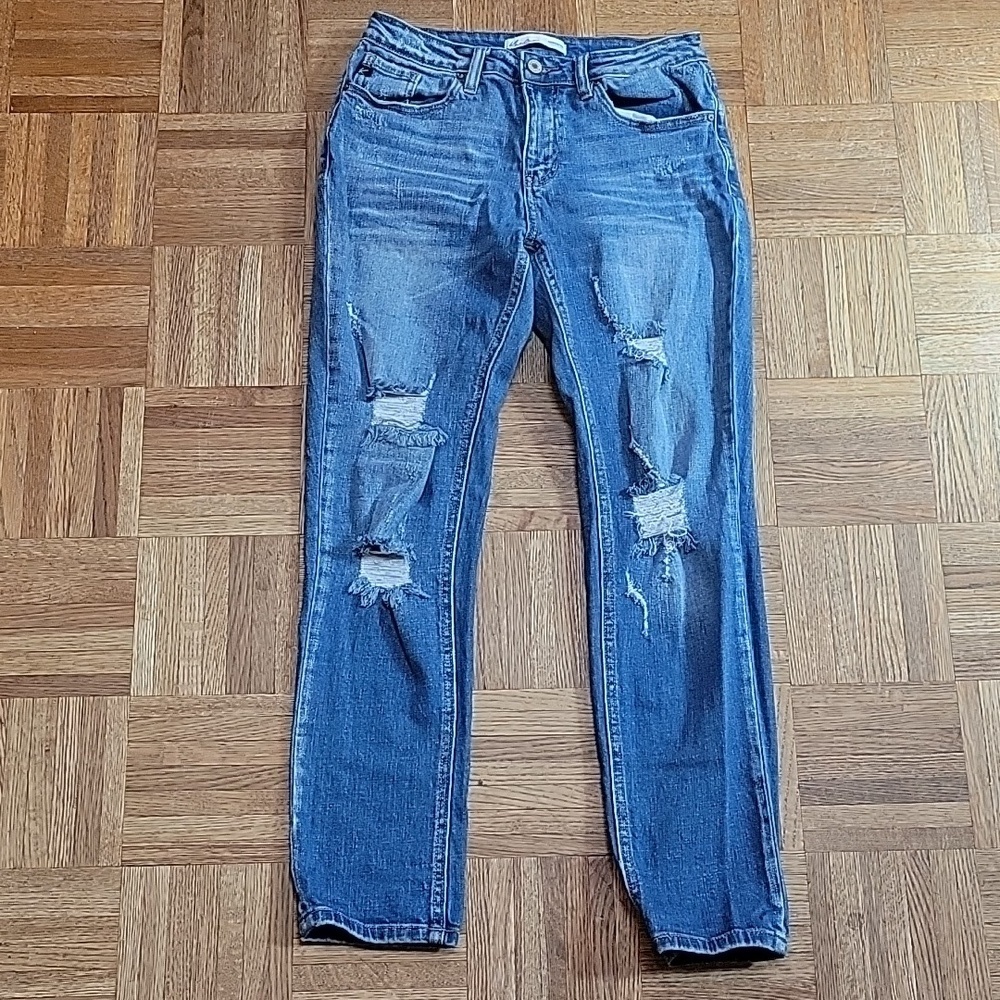 KanCan Blue Skinny Size 27 Distressed Denim Jeans